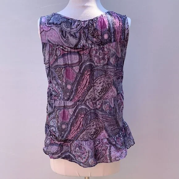 Talbots Front Keyhole Purple Top Size Small - Picture 2 of 6